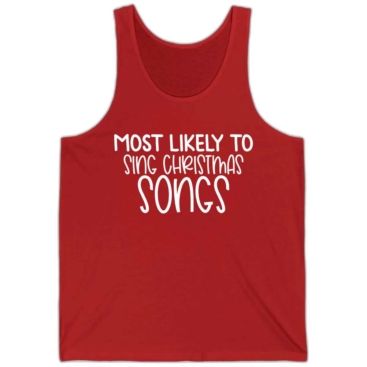 Most Likely To Sing Christmas Songs Tank in Red