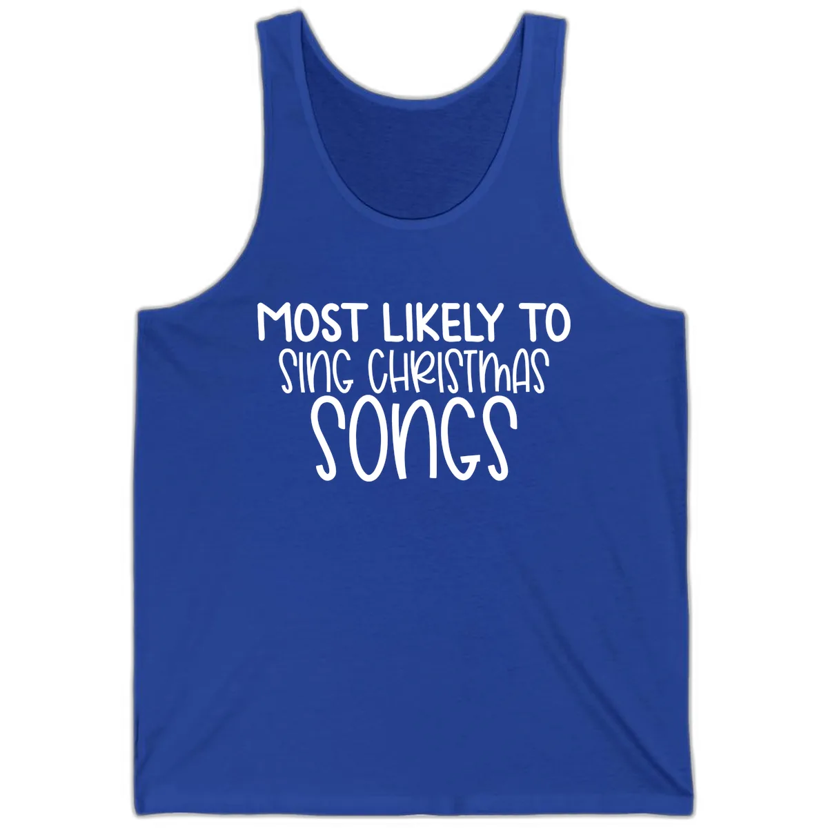 Most Likely To Sing Christmas Songs Tank in True Royal