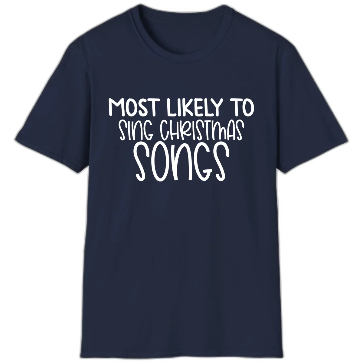 Most Likely To Sing Christmas Songs T-Shirt in Navy