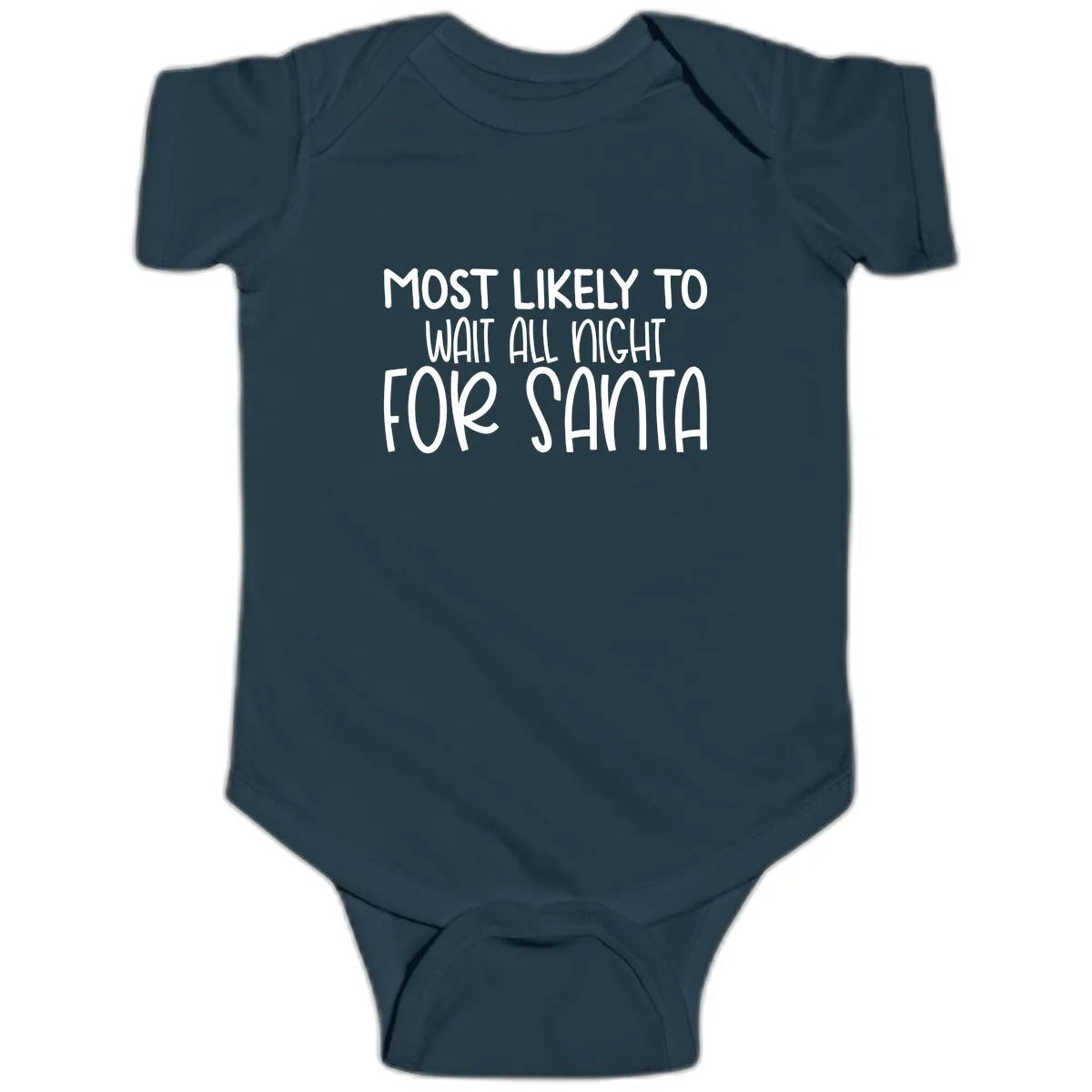 Most Likely To Wait All Night For Santa Baby Onesie in Navy