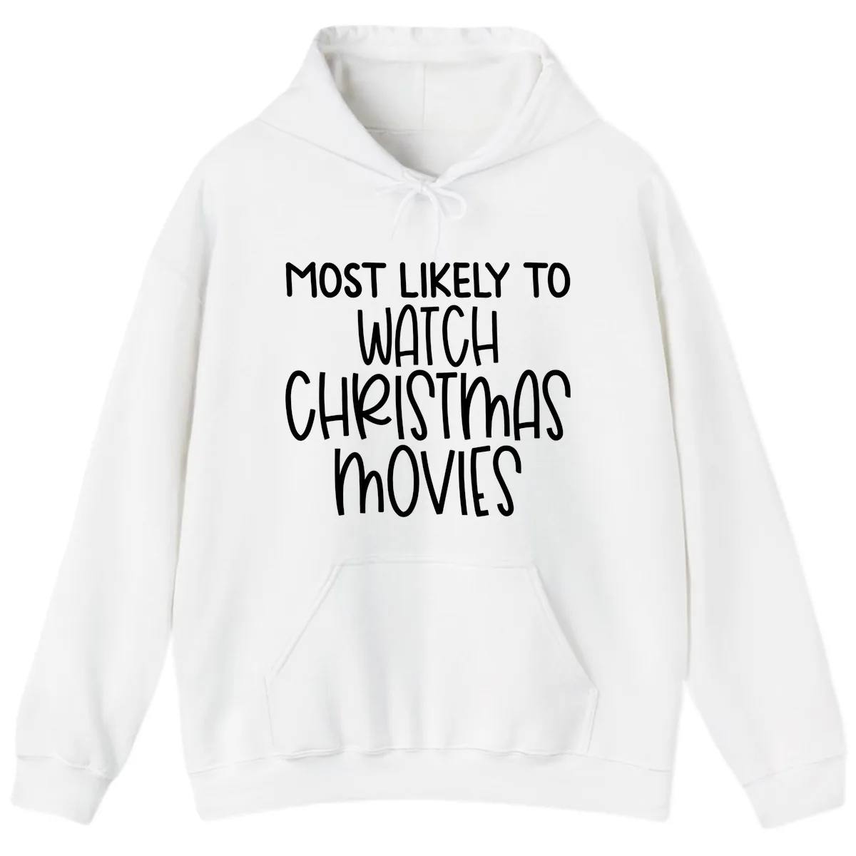 Most Likely To Watch Christmas Movies Hoodie in White