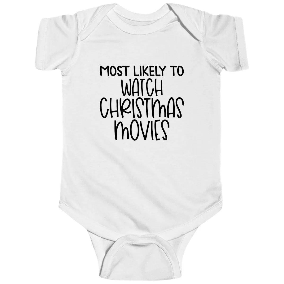 Most Likely To Watch Christmas Movies Baby Onesie in White