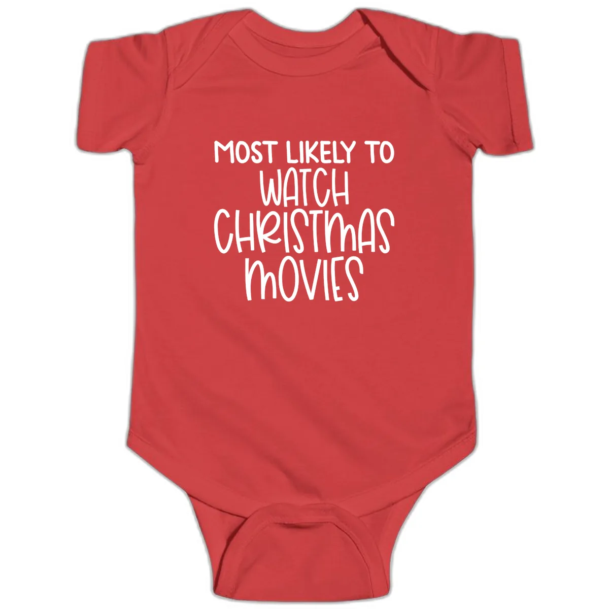 Most Likely To Watch Christmas Movies Baby Onesie in Red