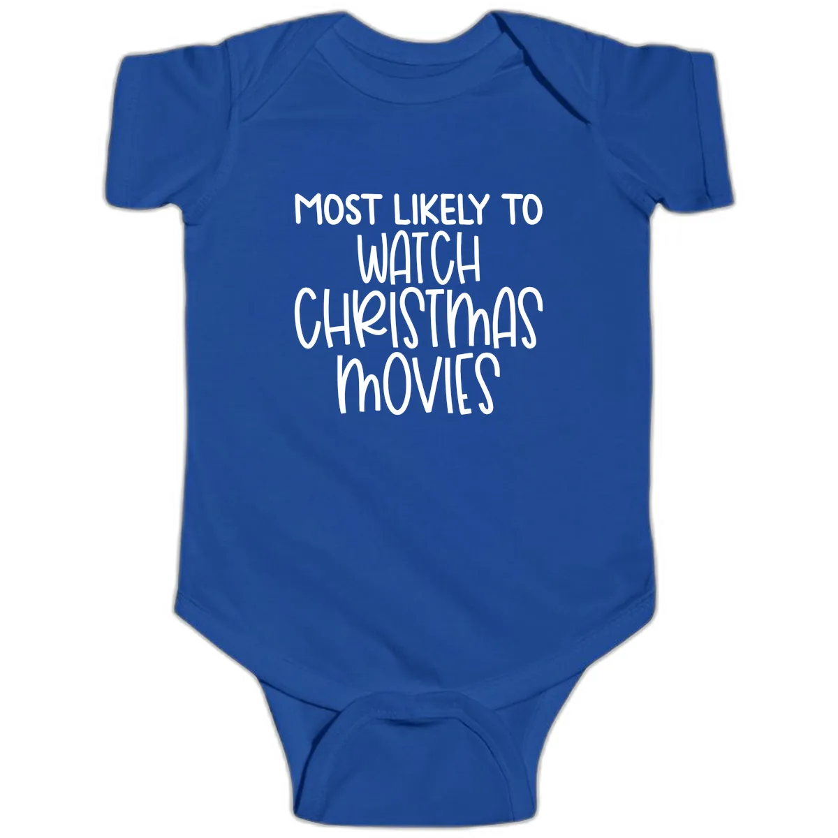 Most Likely To Watch Christmas Movies Baby Onesie in Royal