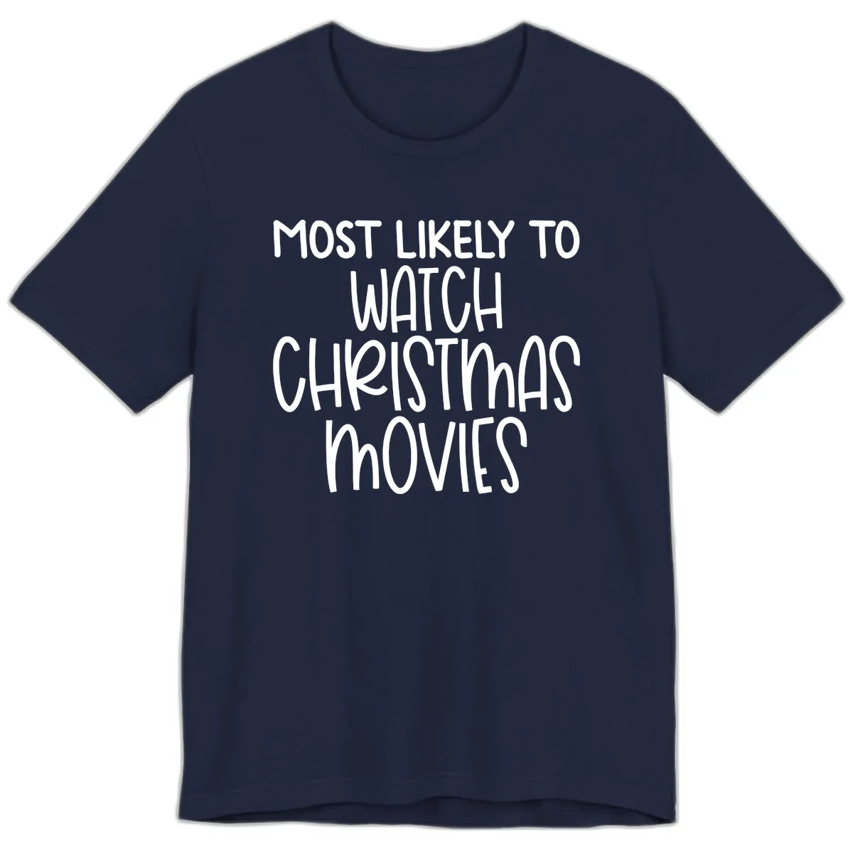 Most Likely To Watch Christmas Movies Premium T-Shirt in Navy