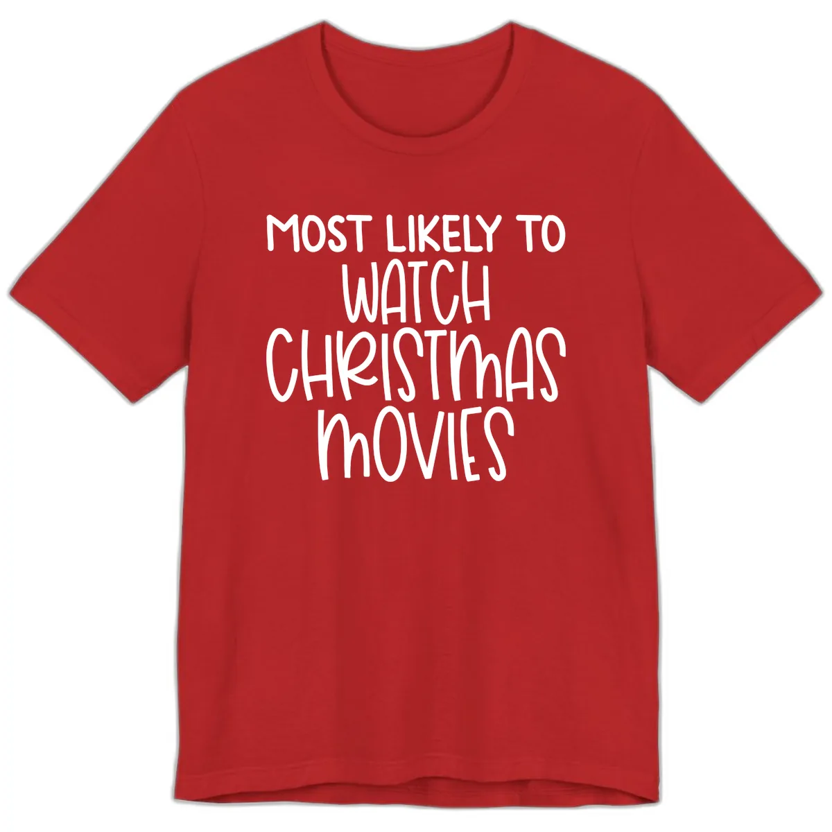 Most Likely To Watch Christmas Movies Premium T-Shirt in Red