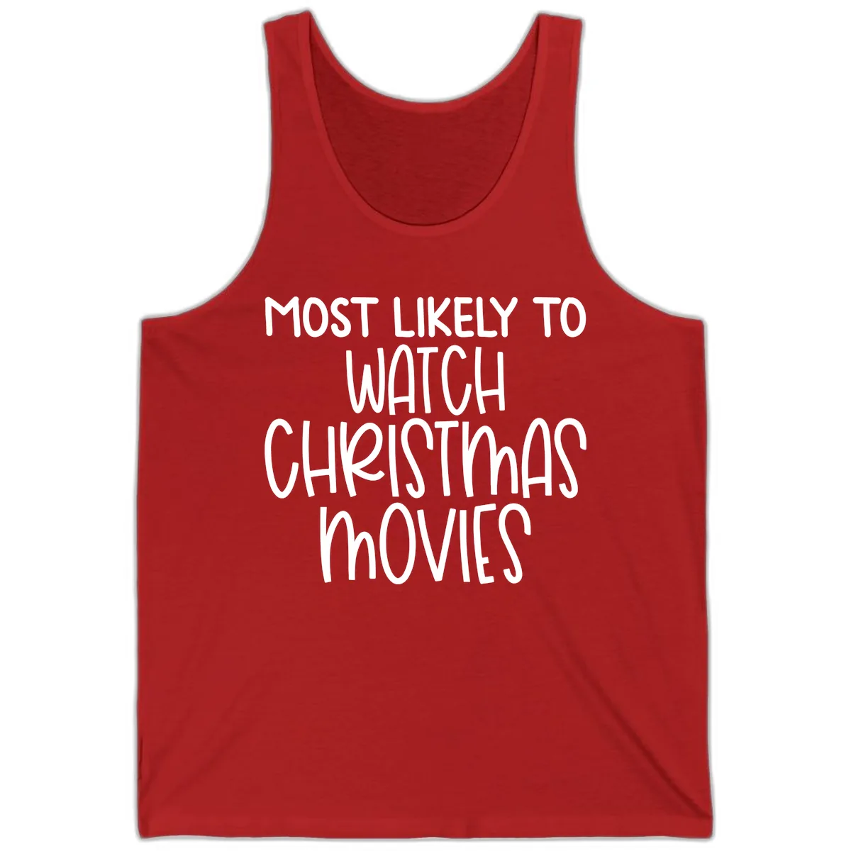 Most Likely To Watch Christmas Movies Tank in Red