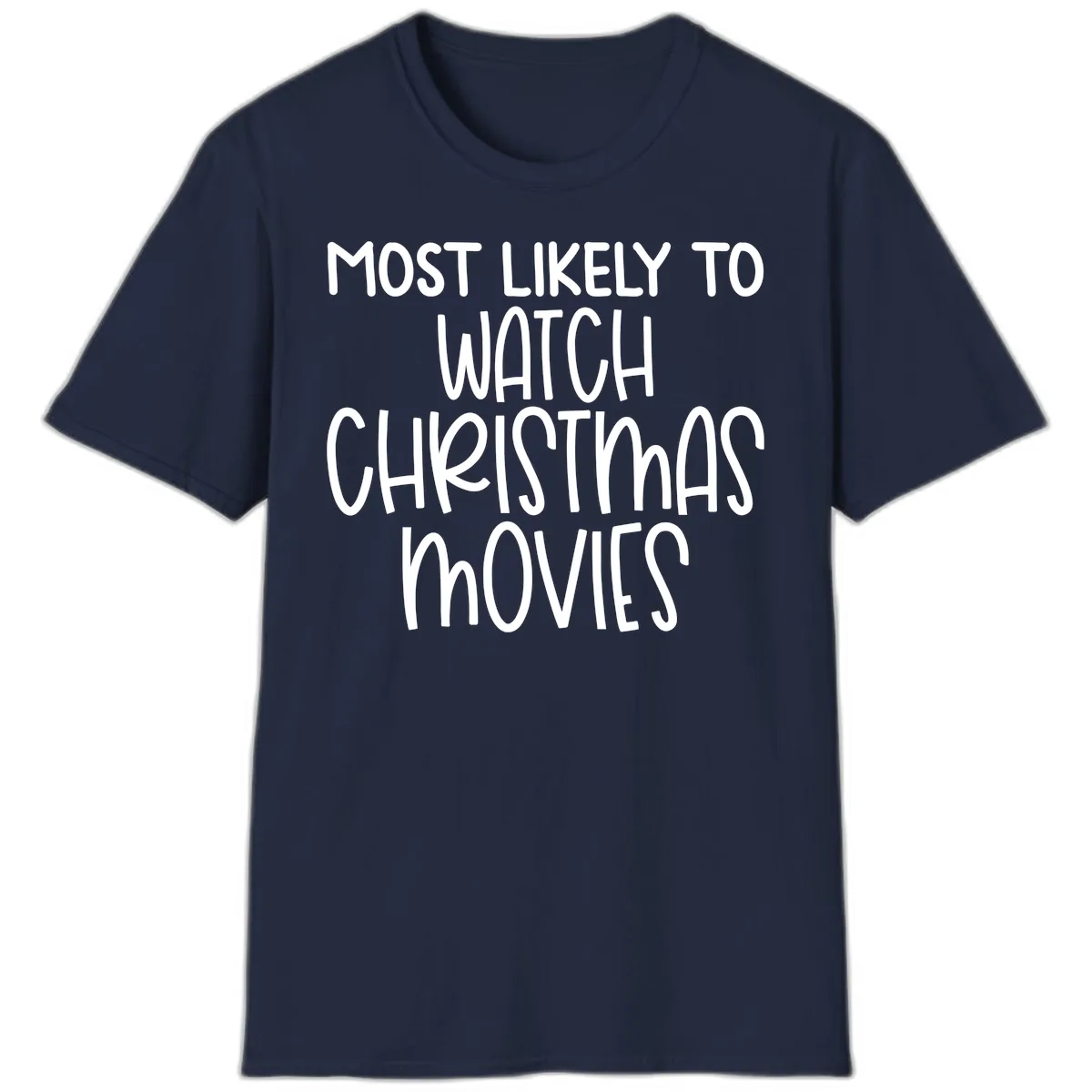 Most Likely To Watch Christmas Movies T-Shirt in Navy