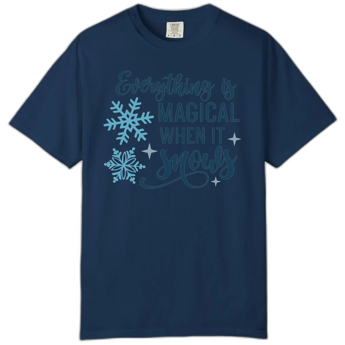 Everything Is Magical When It Snows Comfort Color in Navy