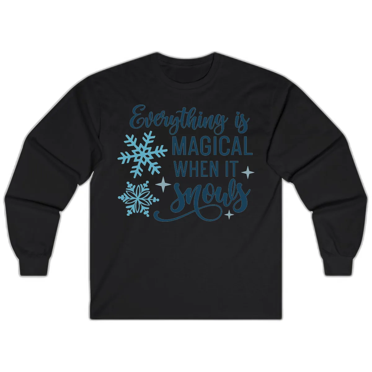 Everything Is Magical When It Snows Long Sleeve in Black