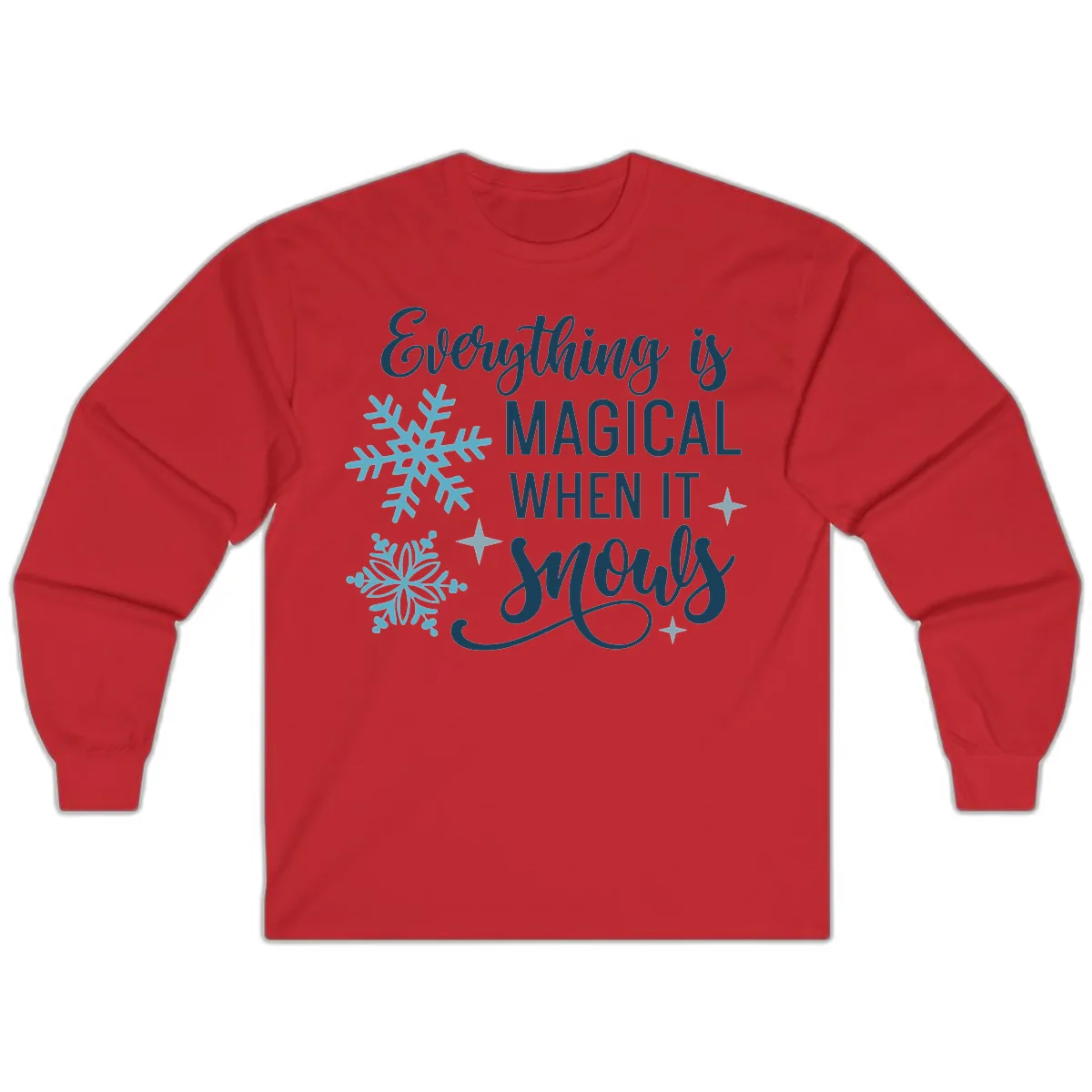 Everything Is Magical When It Snows Long Sleeve in Red