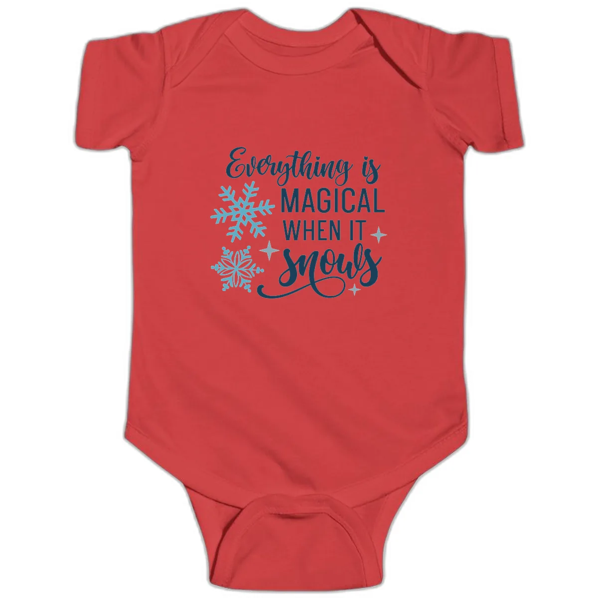Everything Is Magical When It Snows Baby Onesie in Red