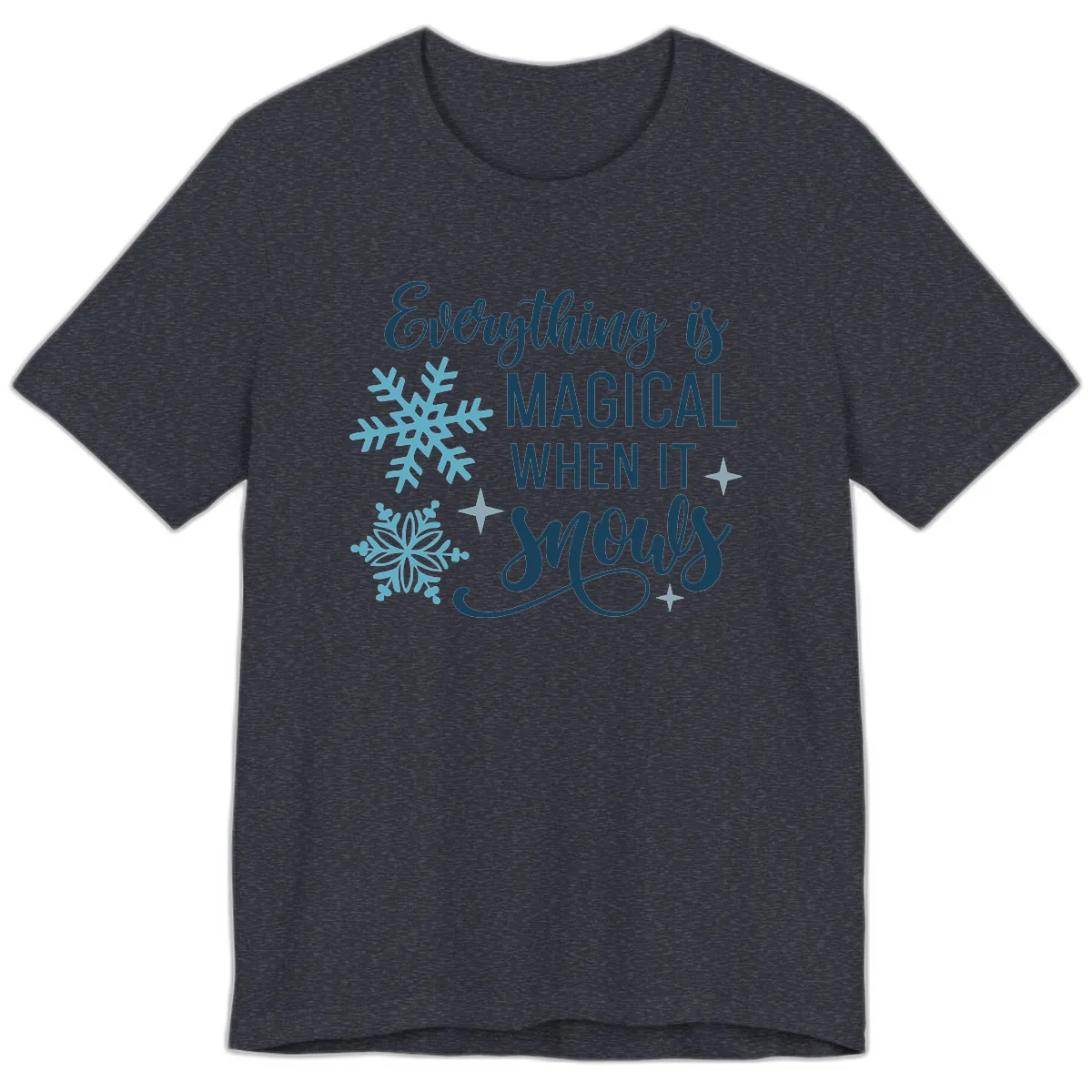 Everything Is Magical When It Snows Premium T-Shirt in Heather Navy