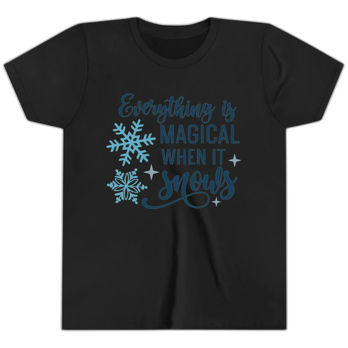 Everything Is Magical When It Snows Youth T-Shirt in Black