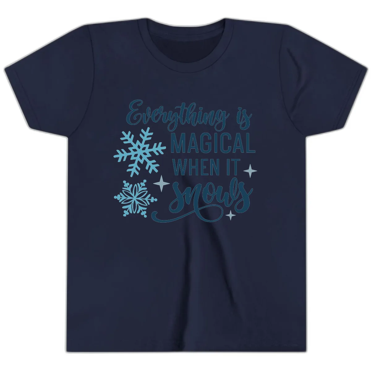 Everything Is Magical When It Snows Youth T-Shirt in Navy