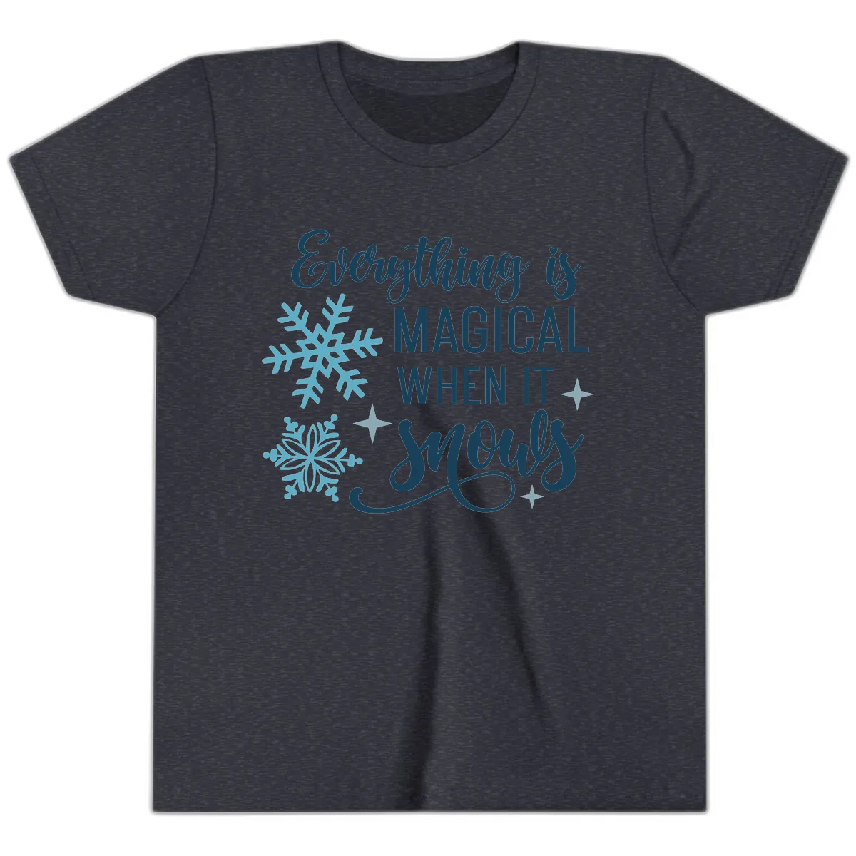 Everything Is Magical When It Snows Youth T-Shirt in Heather Navy