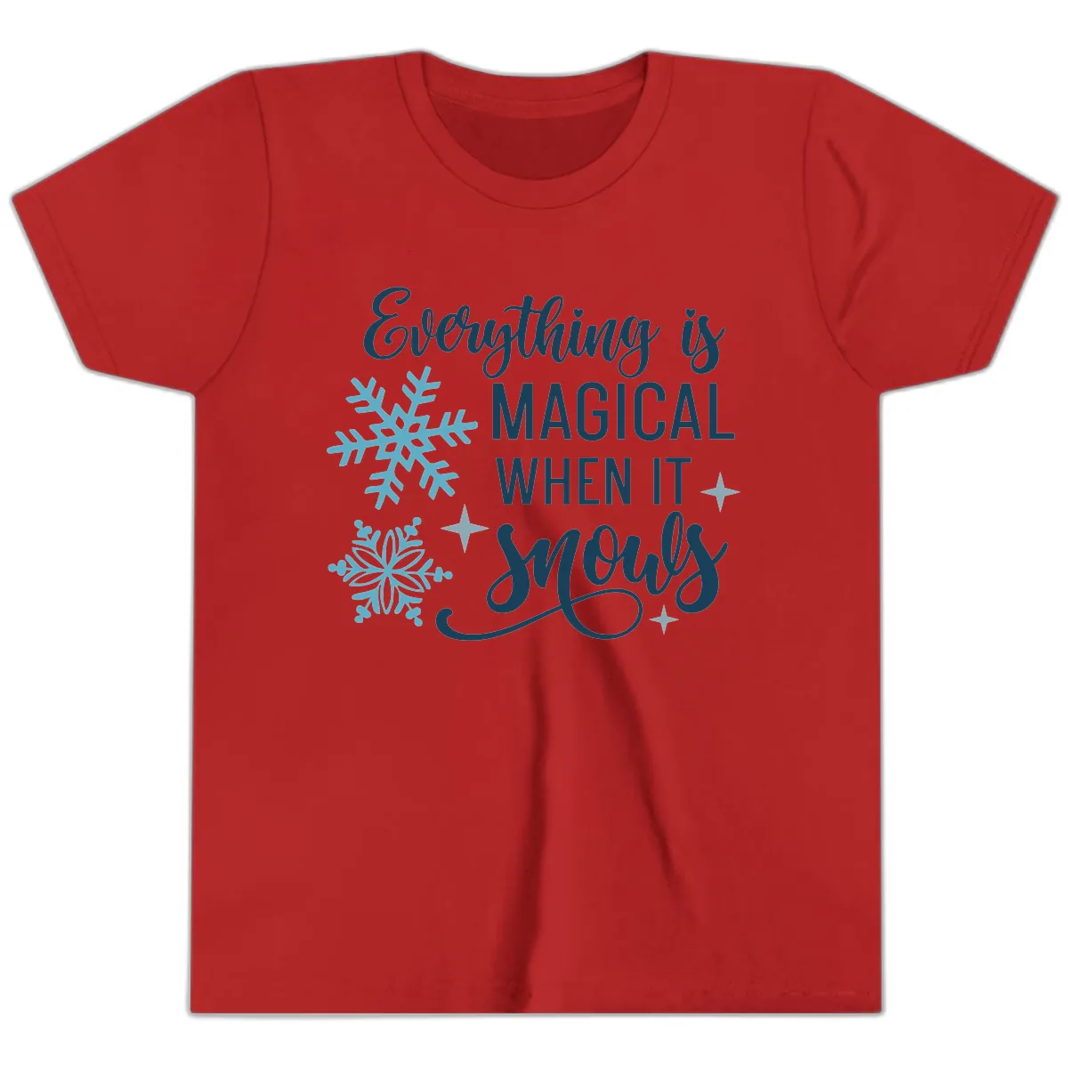 Everything Is Magical When It Snows Youth T-Shirt in Red