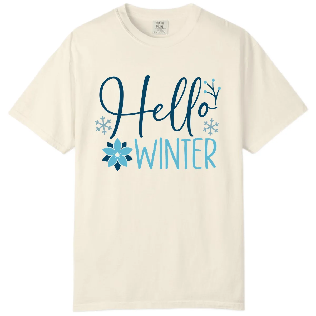 Hello Winter Cozy Script Design Comfort Color in Ivory