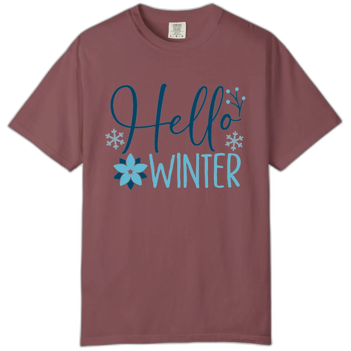 Hello Winter Cozy Script Design Comfort Color in Brick