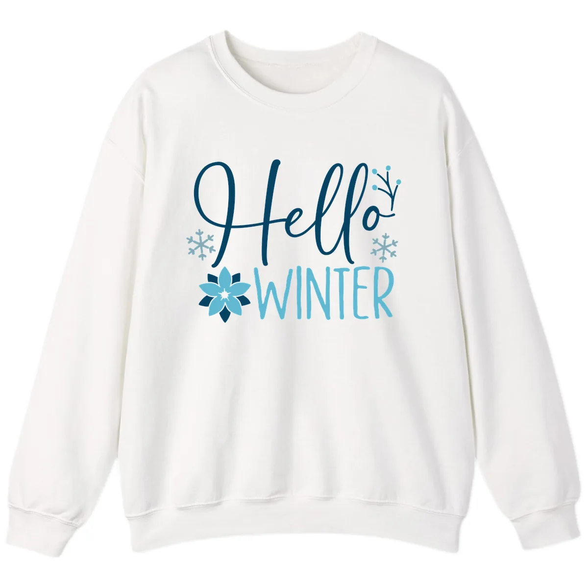 Hello Winter Cozy Script Design Sweatshirt in White