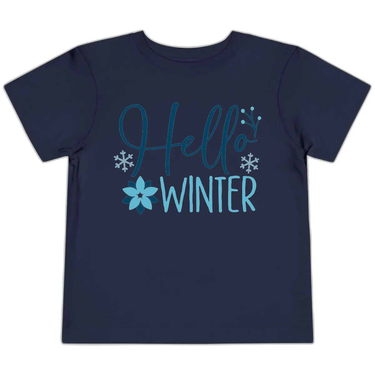 Hello Winter Cozy Script Design Toddler T-Shirt in Navy