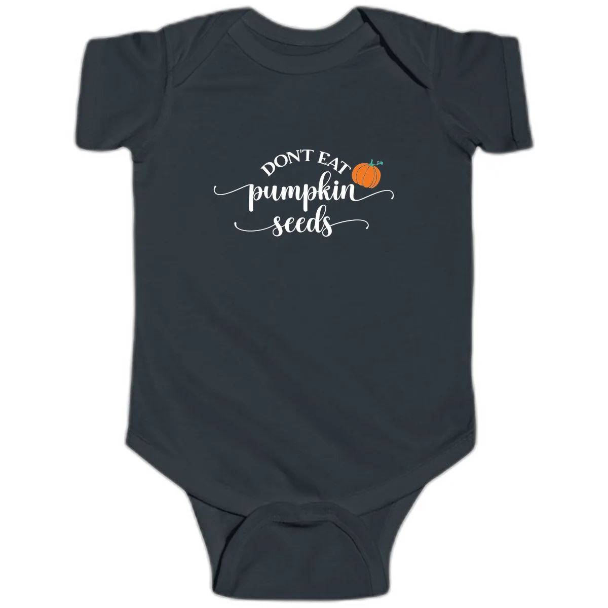 Don't Eat Pumpkin Seeds Fall Saying Baby Onesie in Black