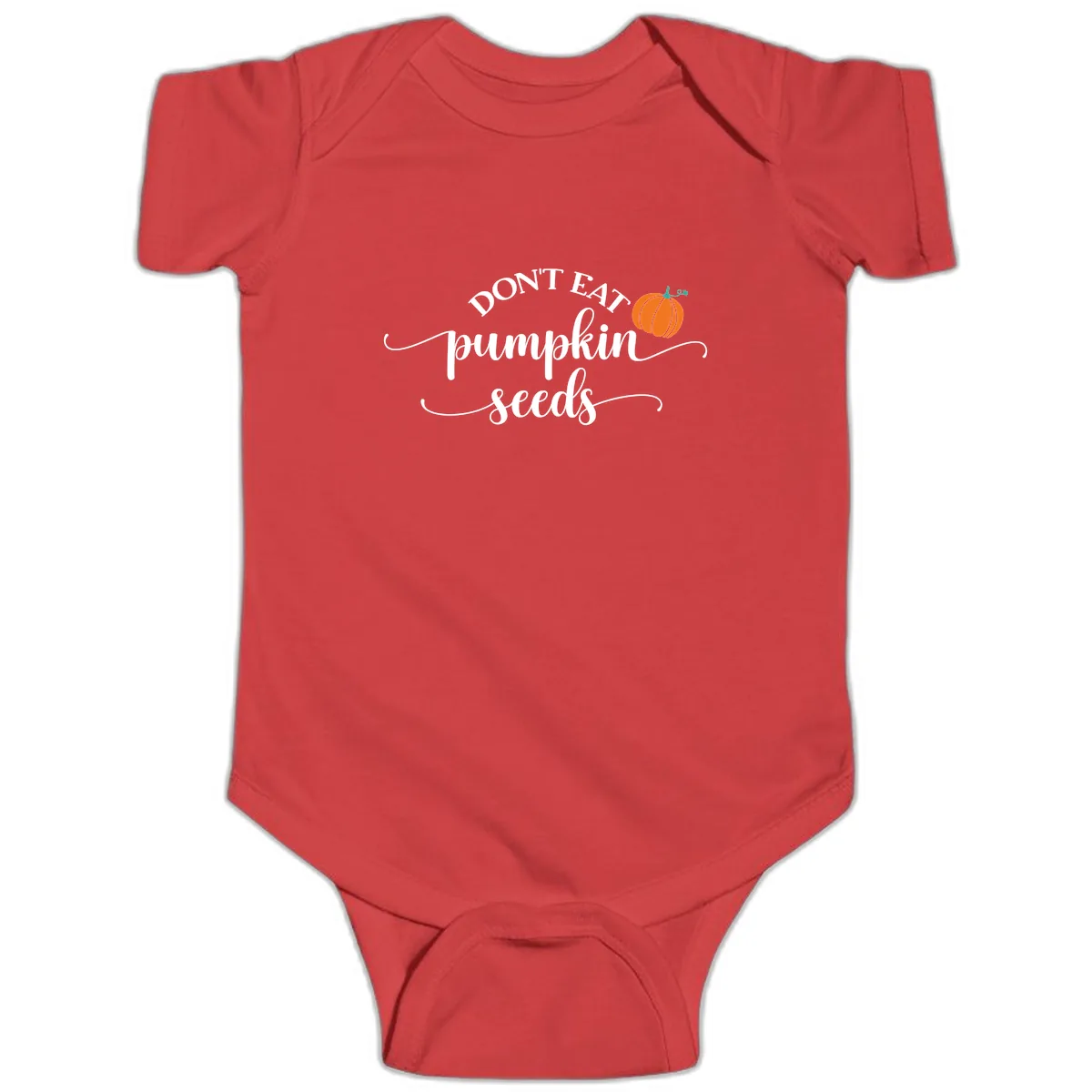Don't Eat Pumpkin Seeds Fall Saying Baby Onesie in Red