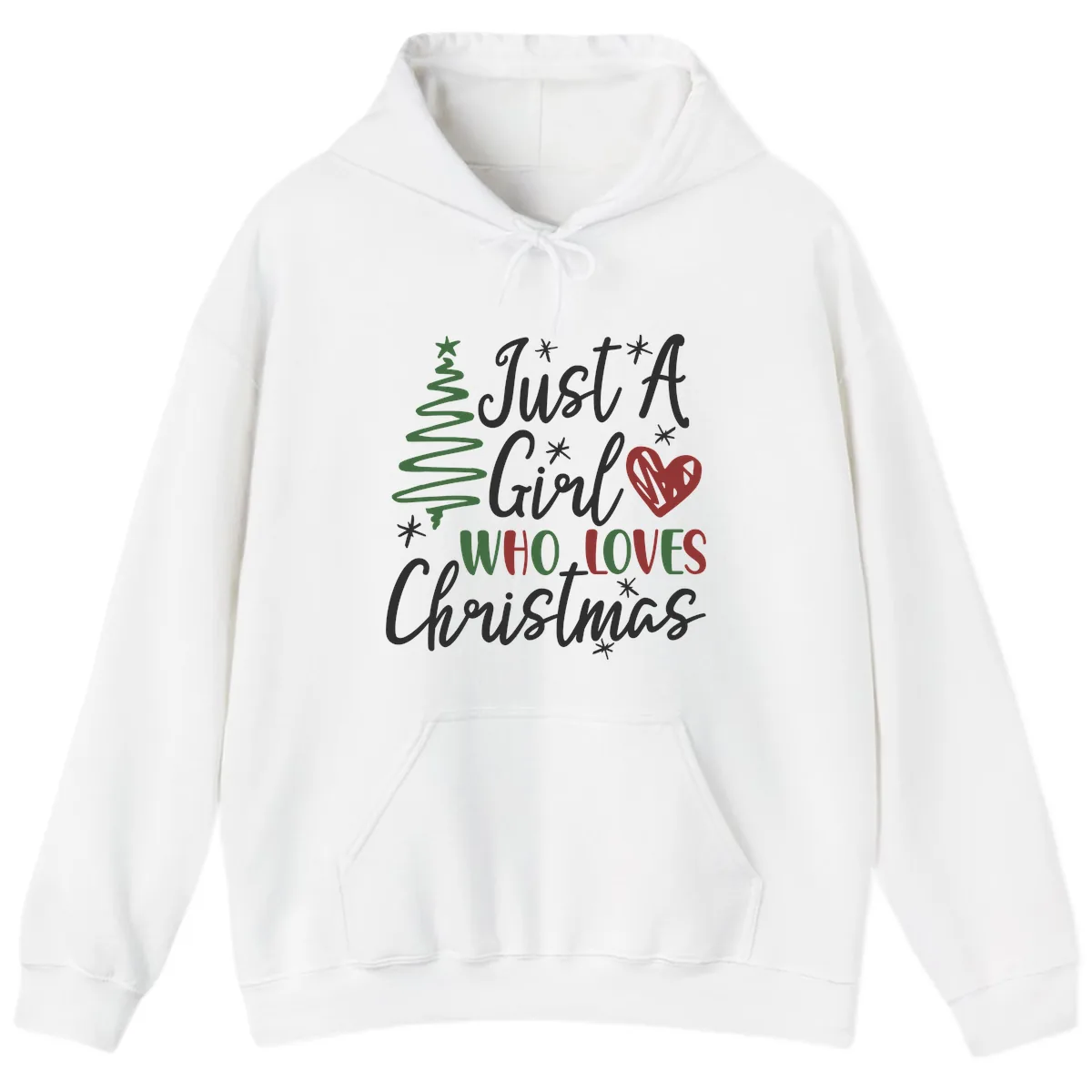 Girl Who Loves Christmas Typography Hoodie in White