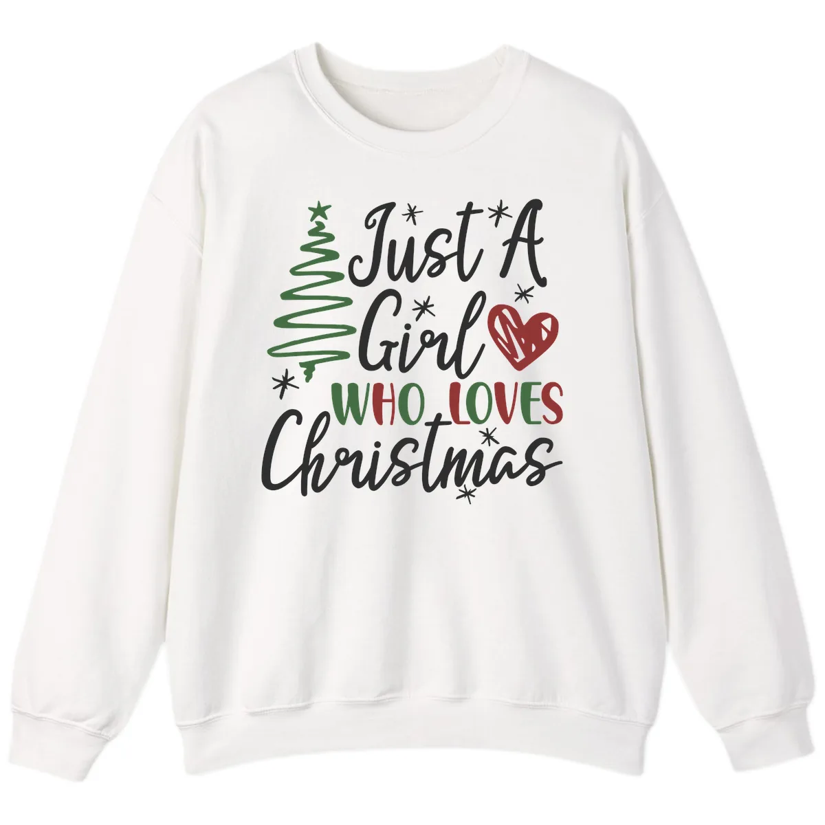 Girl Who Loves Christmas Typography Sweatshirt in White