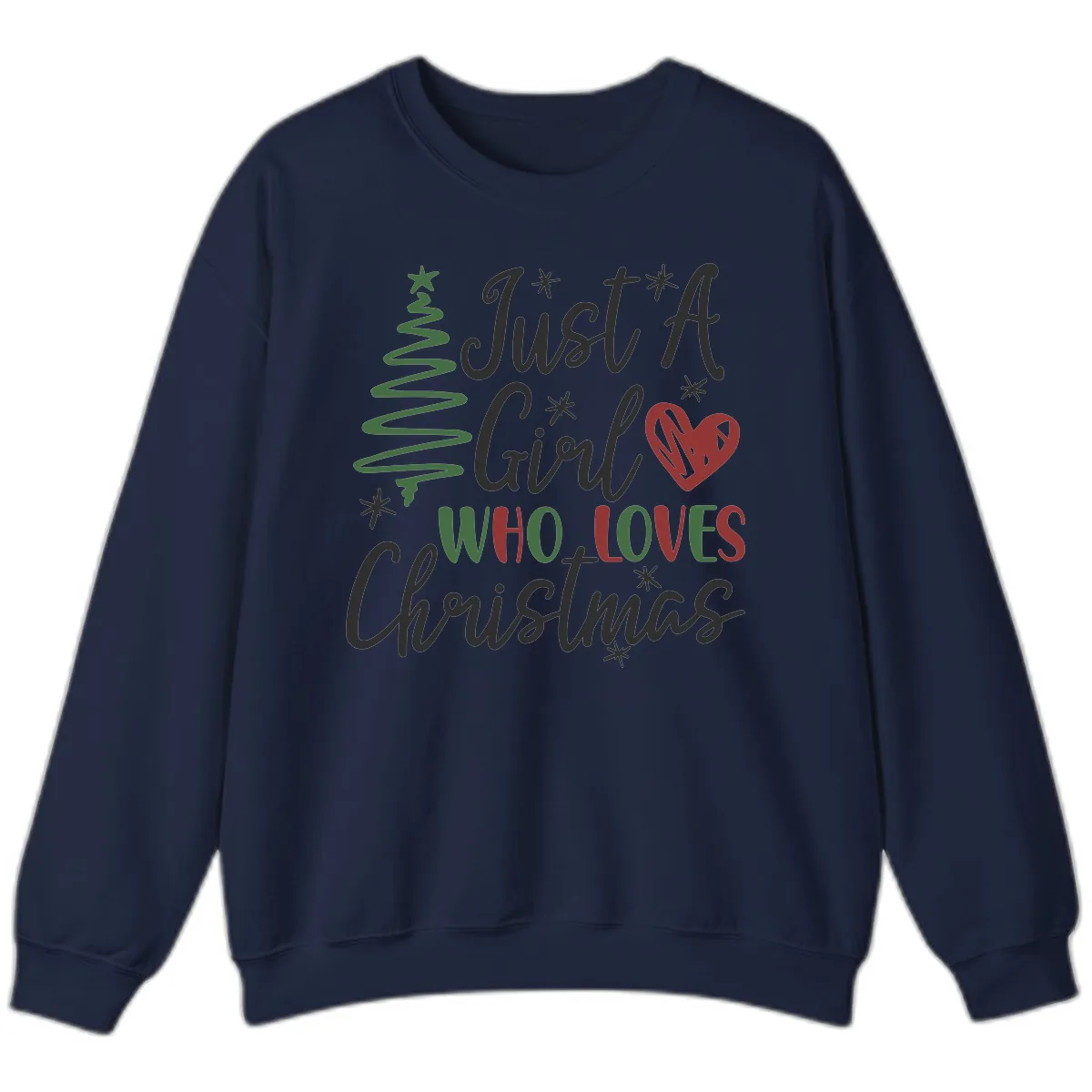 Girl Who Loves Christmas Typography Sweatshirt in Navy