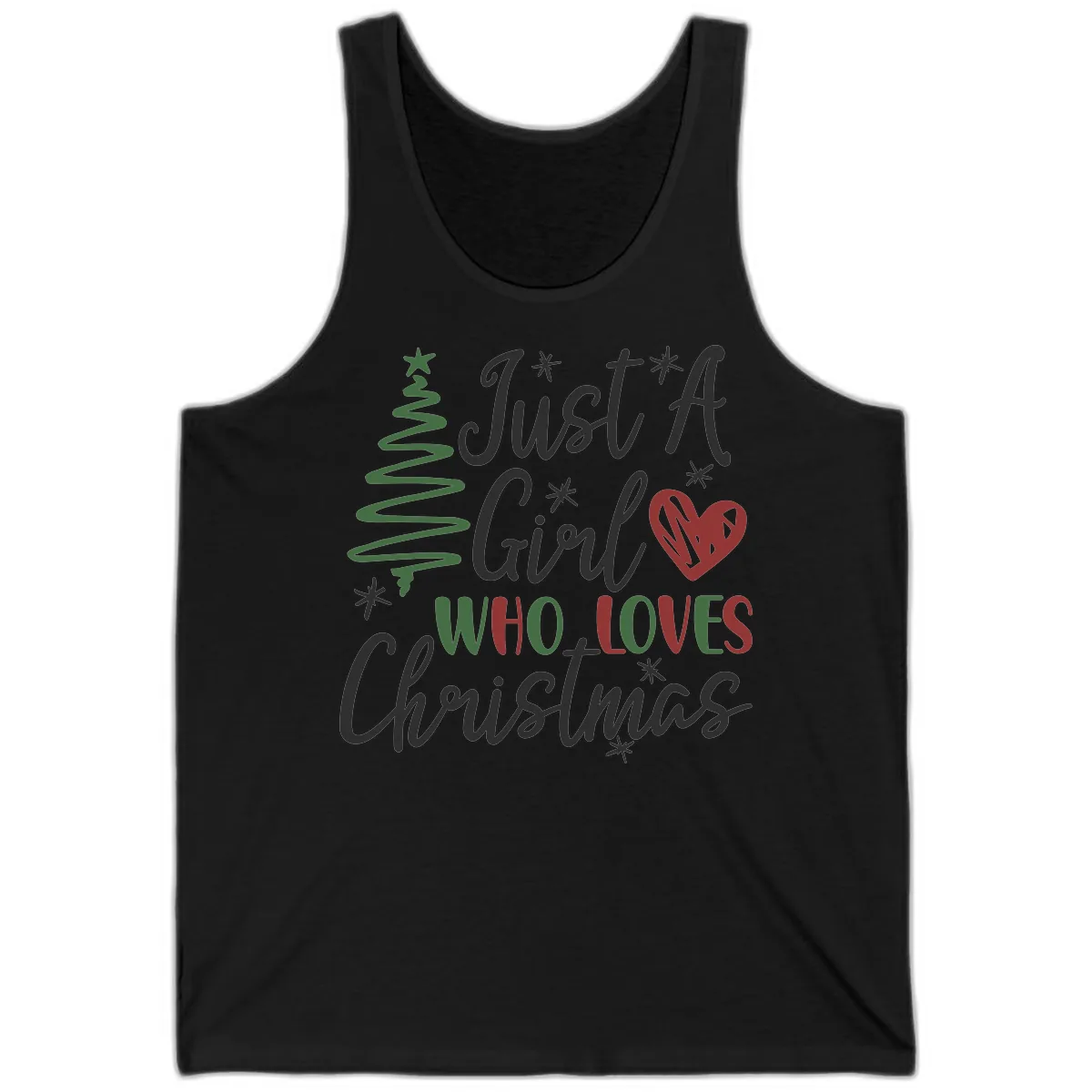 Girl Who Loves Christmas Typography Tank in Black