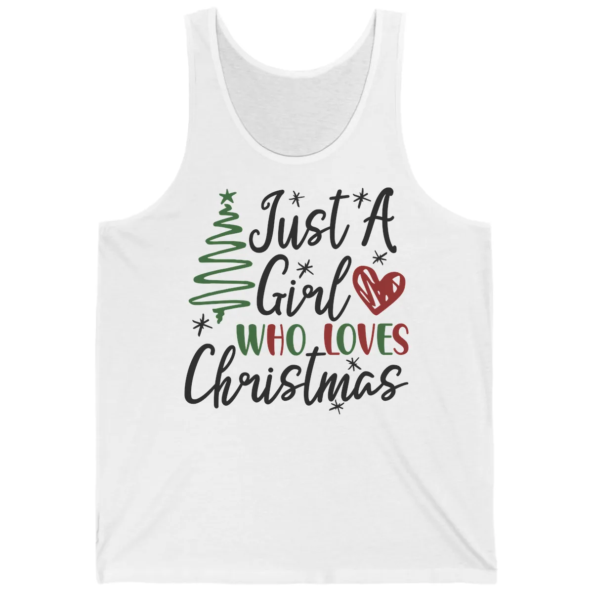 Girl Who Loves Christmas Typography Tank in White