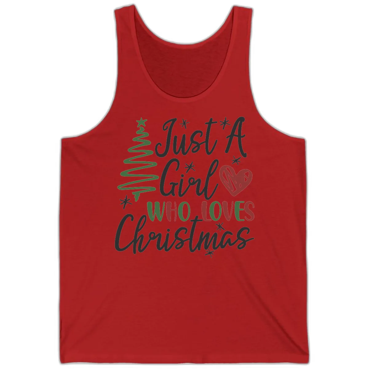 Girl Who Loves Christmas Typography Tank in Red