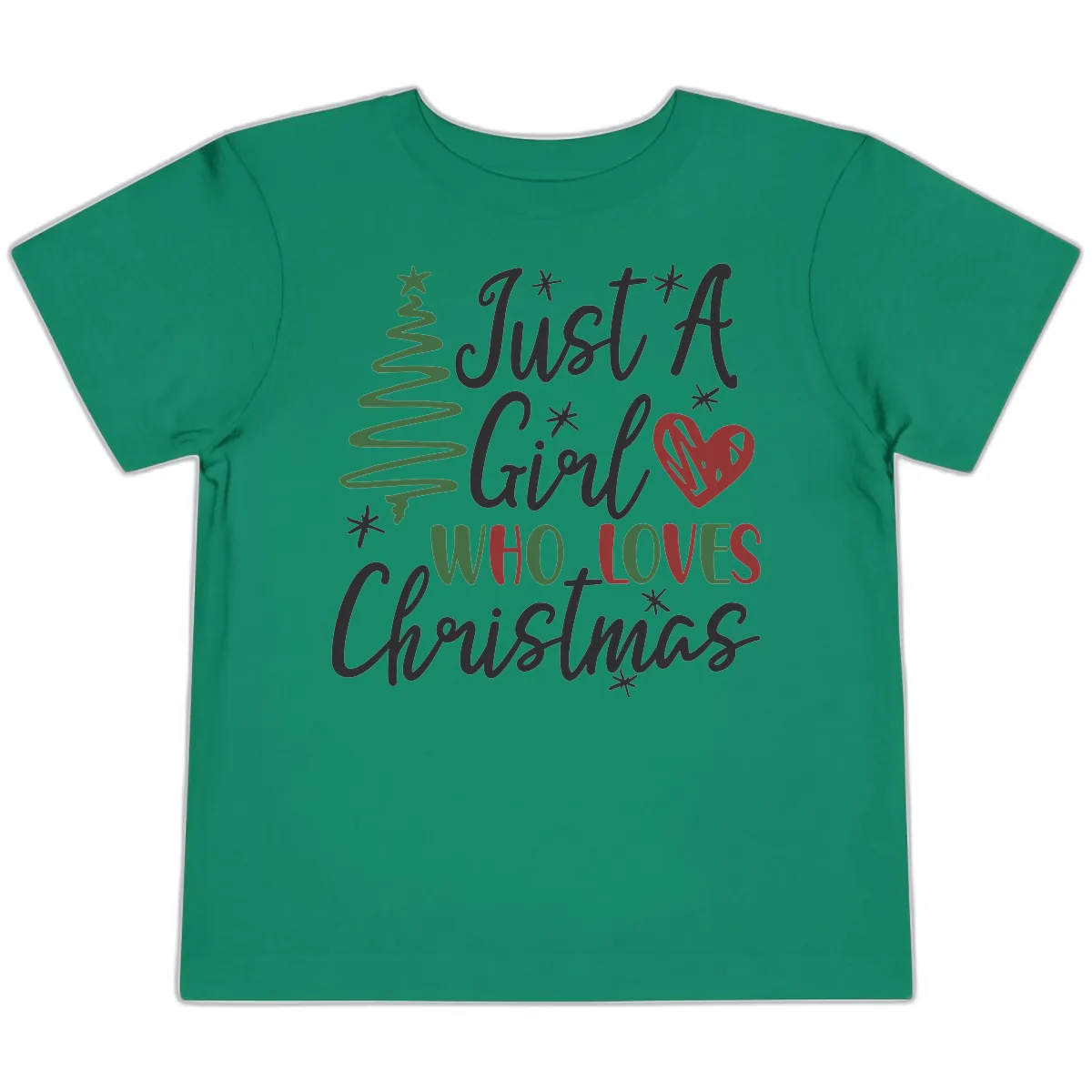 Girl Who Loves Christmas Typography Toddler T-Shirt in Kelly