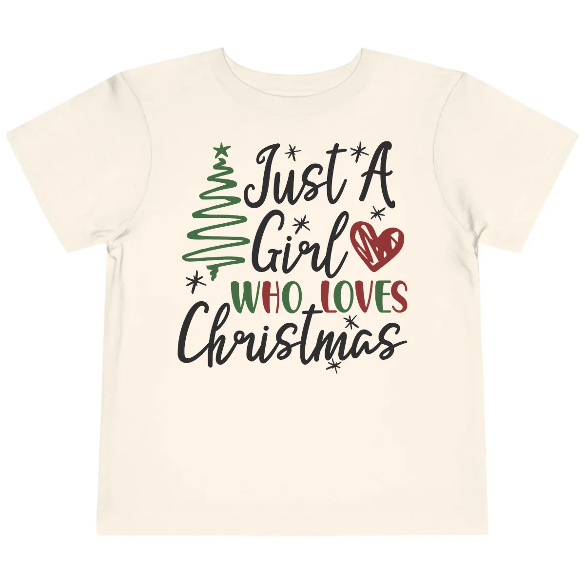 Girl Who Loves Christmas Typography Toddler T-Shirt in Natural