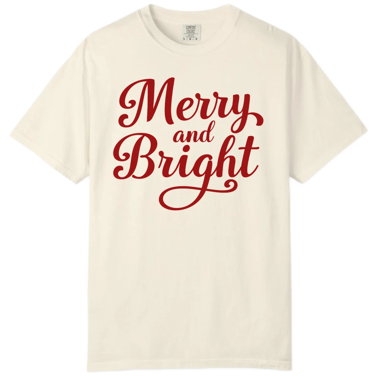 Merry and Bright Script Typography Comfort Color in Ivory