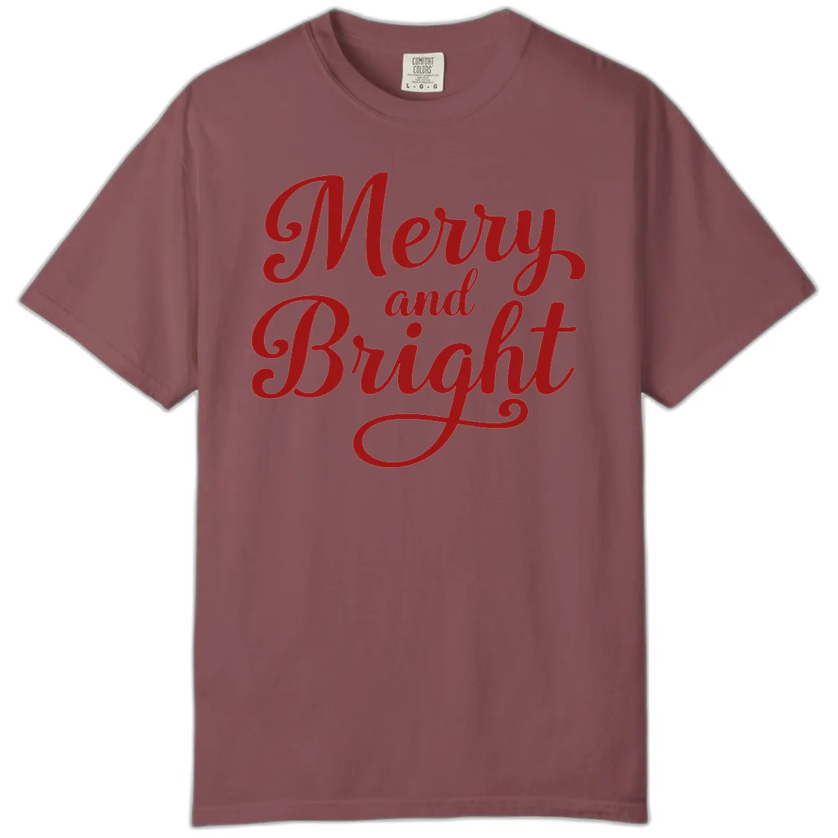 Merry and Bright Script Typography Comfort Color in Brick