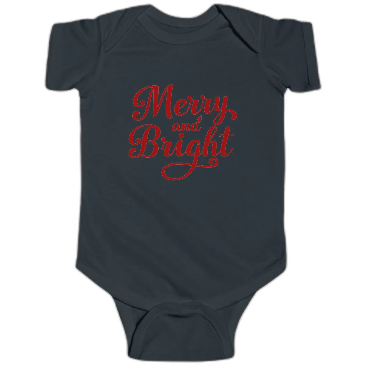 Merry and Bright Script Typography Baby Onesie in Black