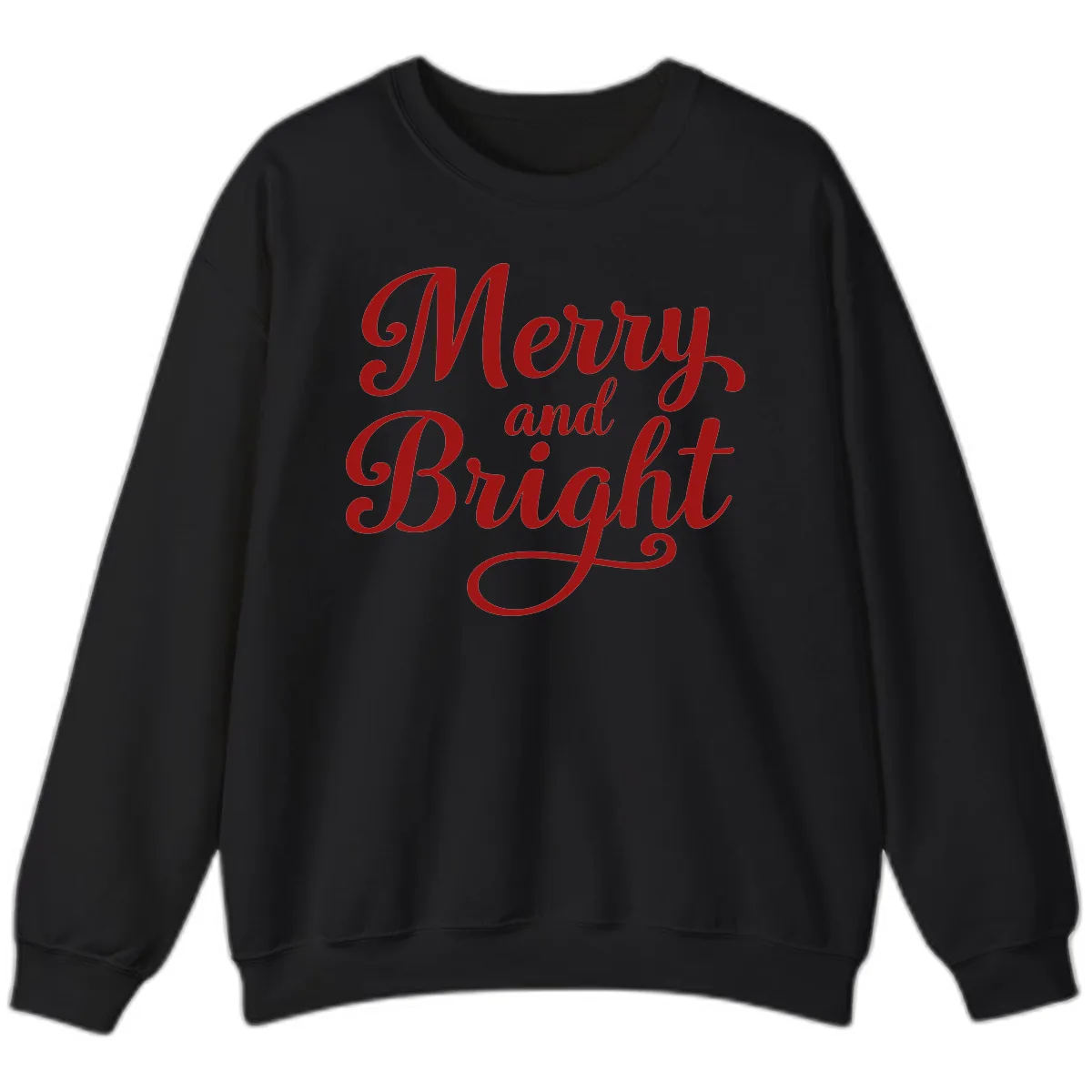 Merry and Bright Script Typography Sweatshirt in Black