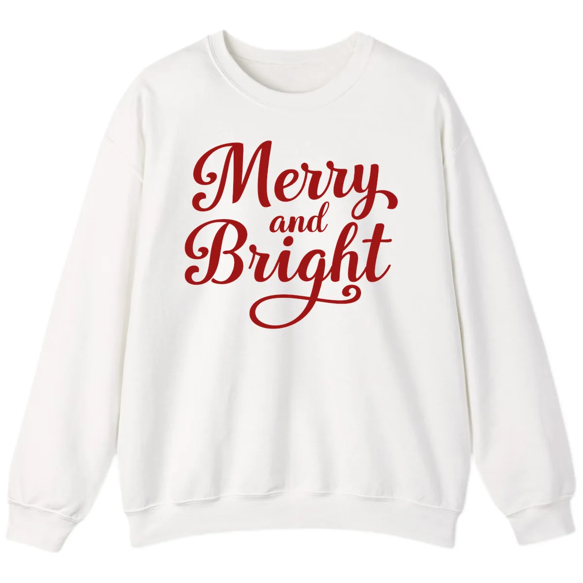 Merry and Bright Script Typography Sweatshirt in White