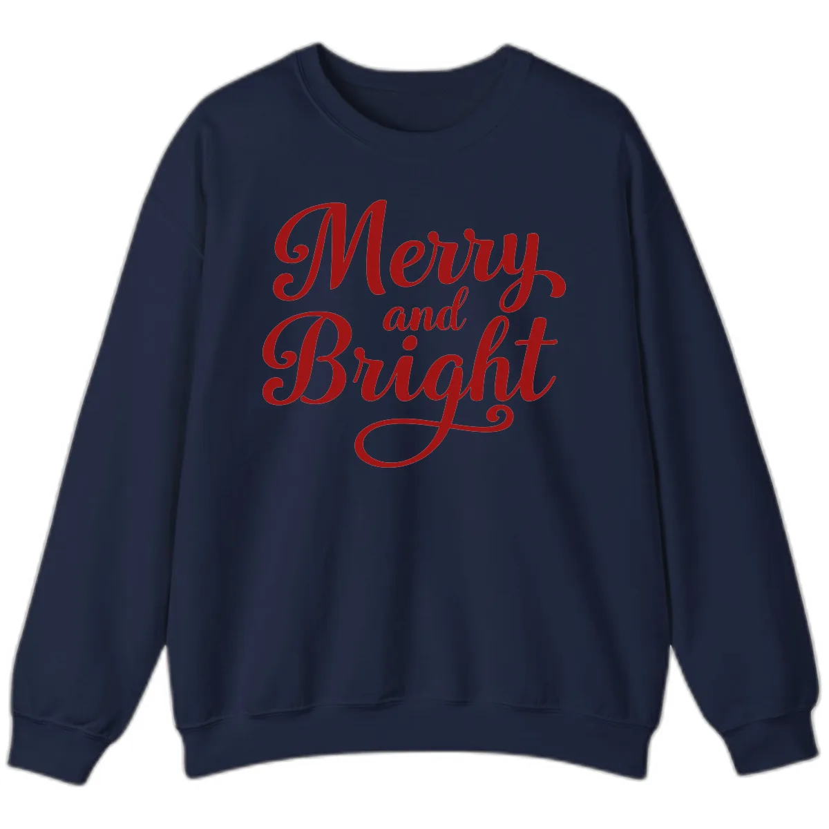 Merry and Bright Script Typography Sweatshirt in Navy