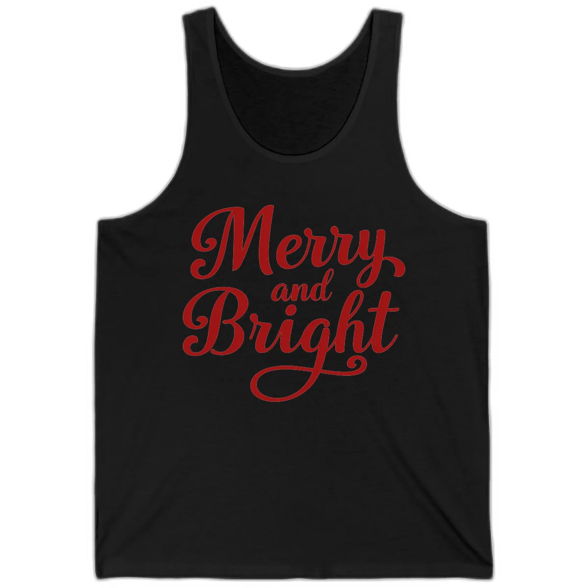 Merry and Bright Script Typography Tank in Black