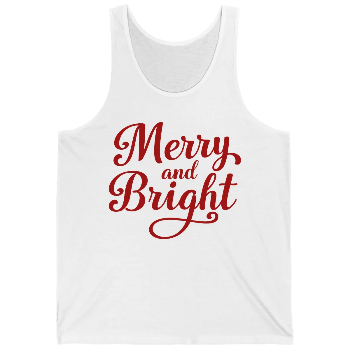 Merry and Bright Script Typography Tank in White