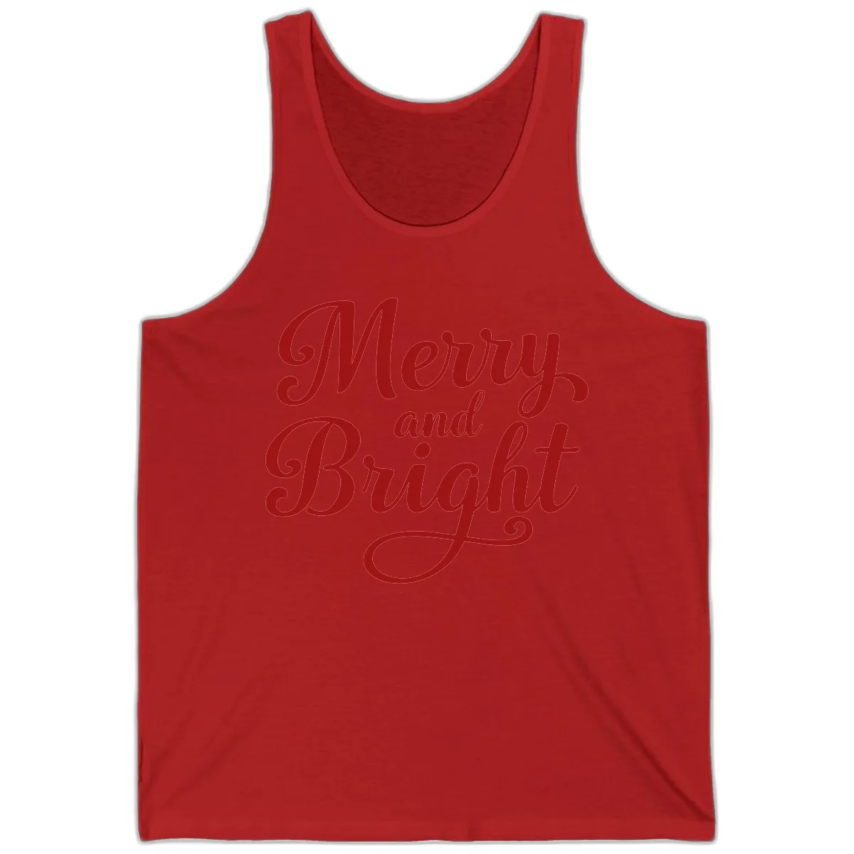 Merry and Bright Script Typography Tank in Red