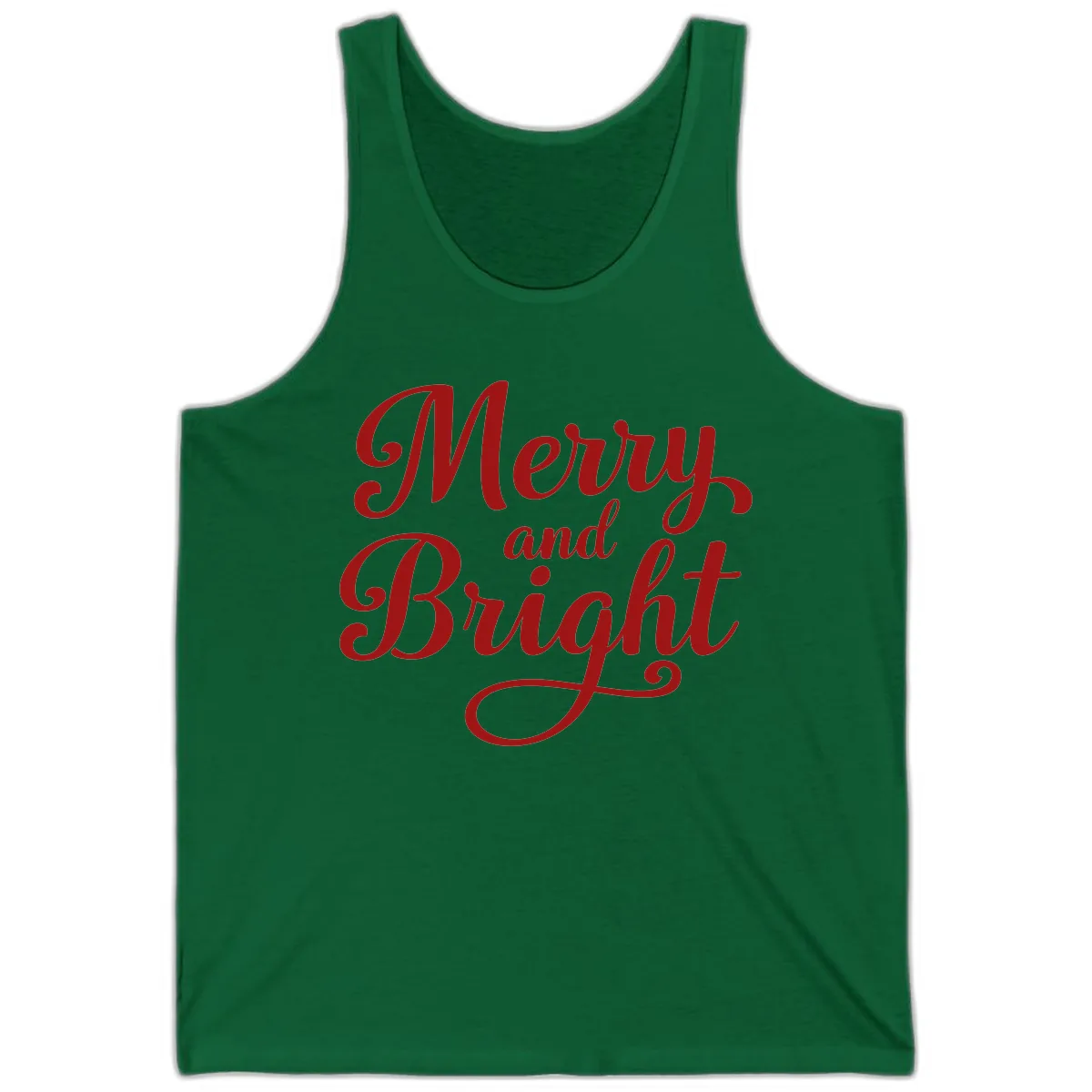 Merry and Bright Script Typography Tank in Kelly