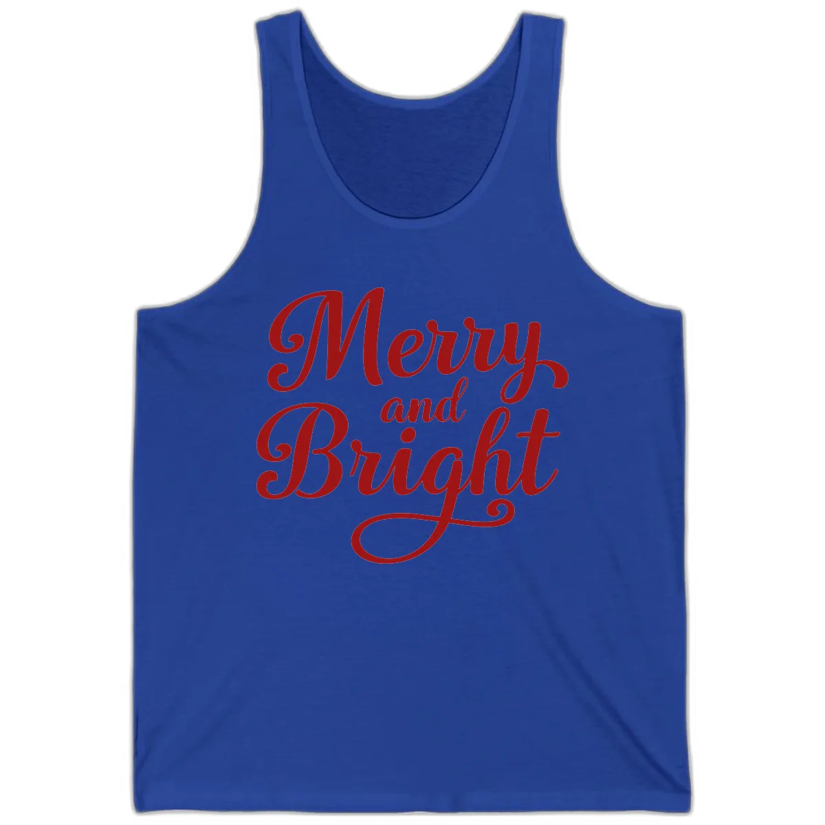 Merry and Bright Script Typography Tank in True Royal