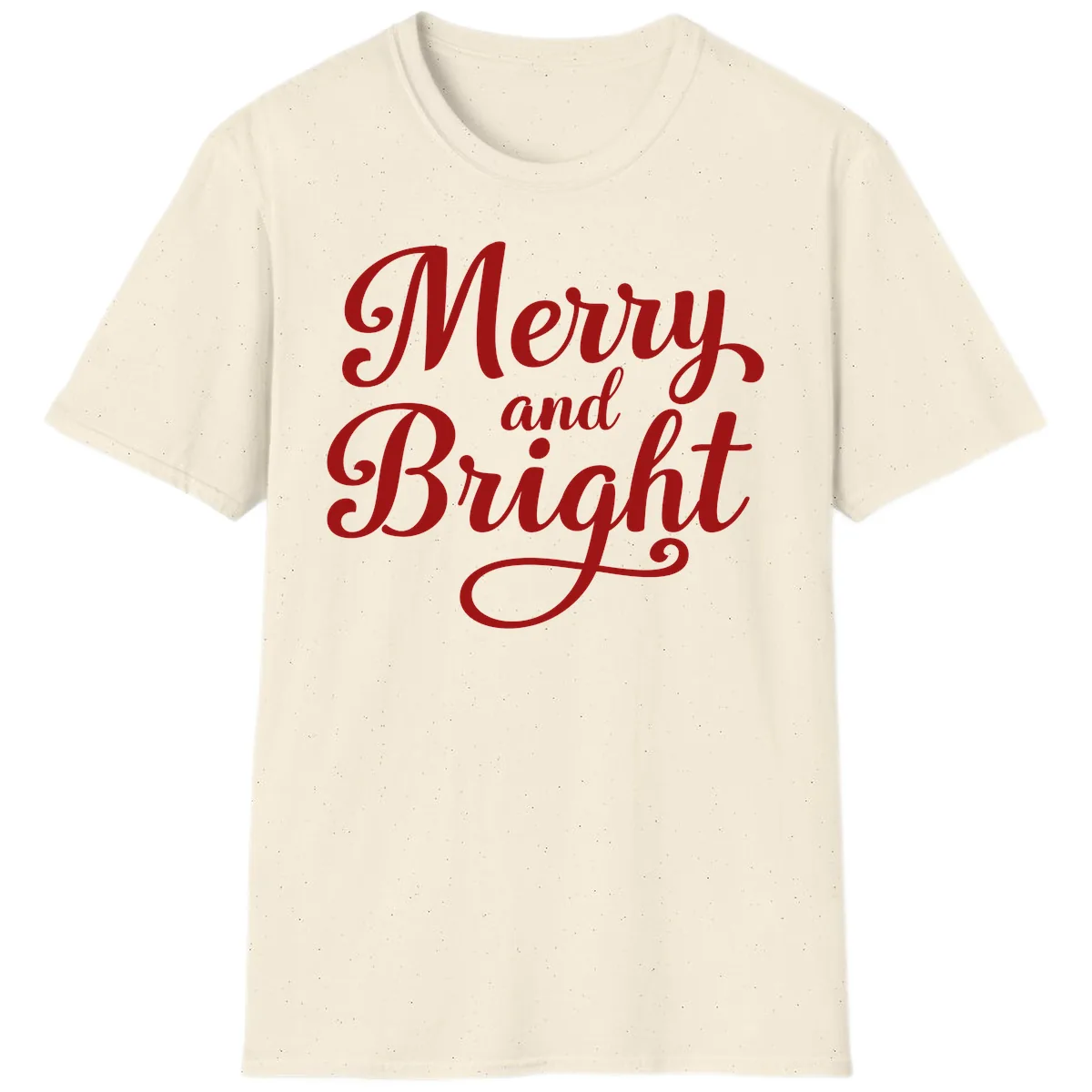 Merry and Bright Script Typography T-Shirt in Natural