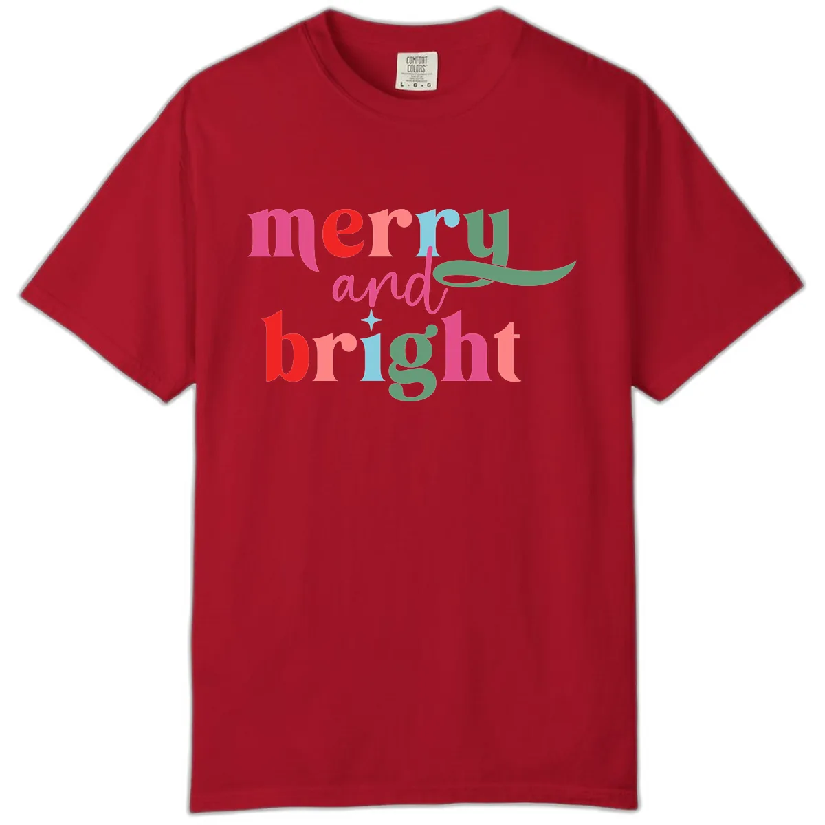 Merry And Bright Christmas Typography Comfort Color in Red