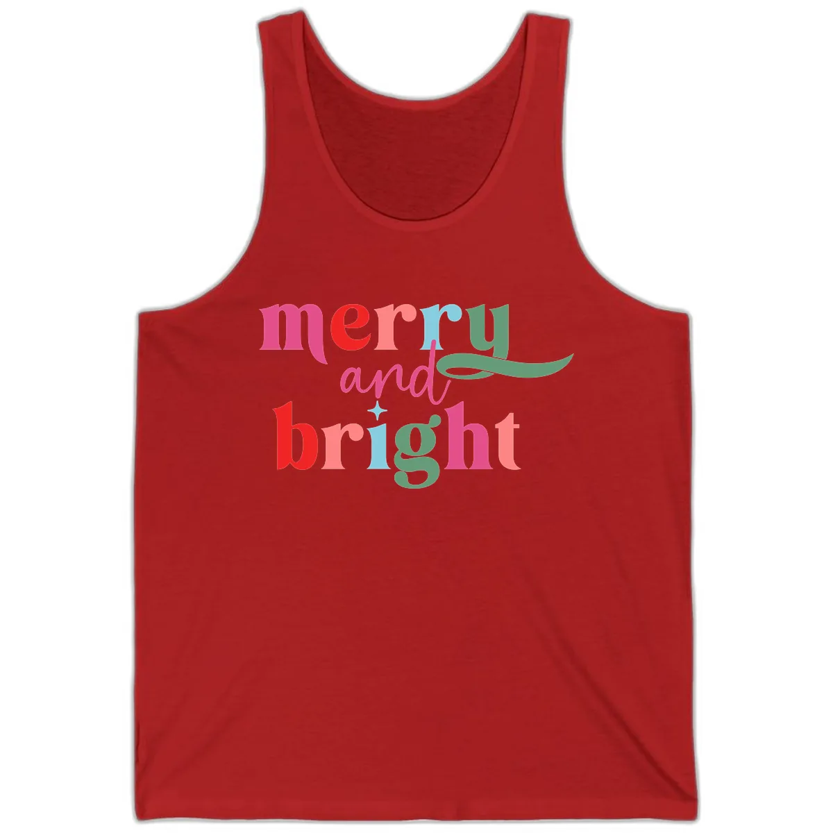 Merry And Bright Christmas Typography Tank in Red