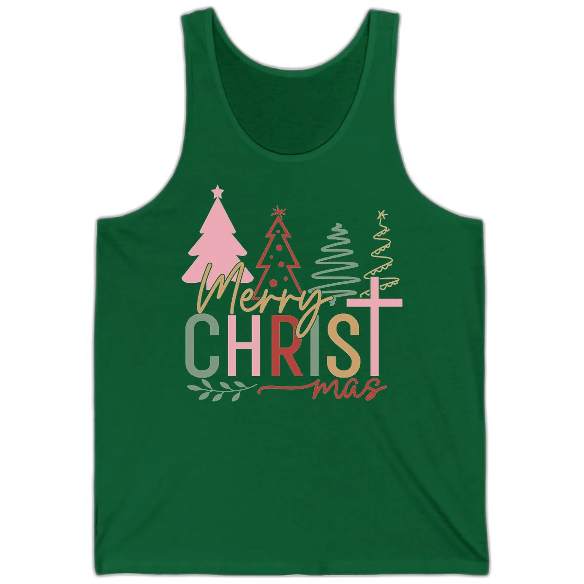 Merry Christmas Trees And Cross Tank in Kelly